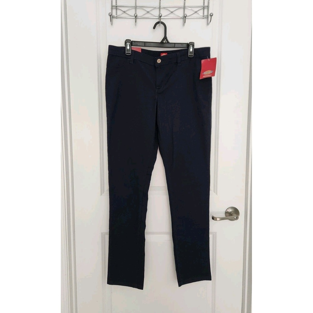 Dickies Women's Junior's Blue Pants Super Skinny Stretch Pockets Cotton Size 15